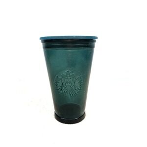 Starbucks Recycled Glass Tumbler 16 oz Teal Green Embossed Siren Logo NO STRAW